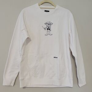 NOAH Oysterman Crew Neck Sweatshirt Men MEDIUM Oyster Graphic‎ Kangaroo Pocket